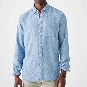 Faherty Light Blue Denim Button Down Shirt
